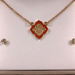 ✅🆕Diamond shape red and gold necklace